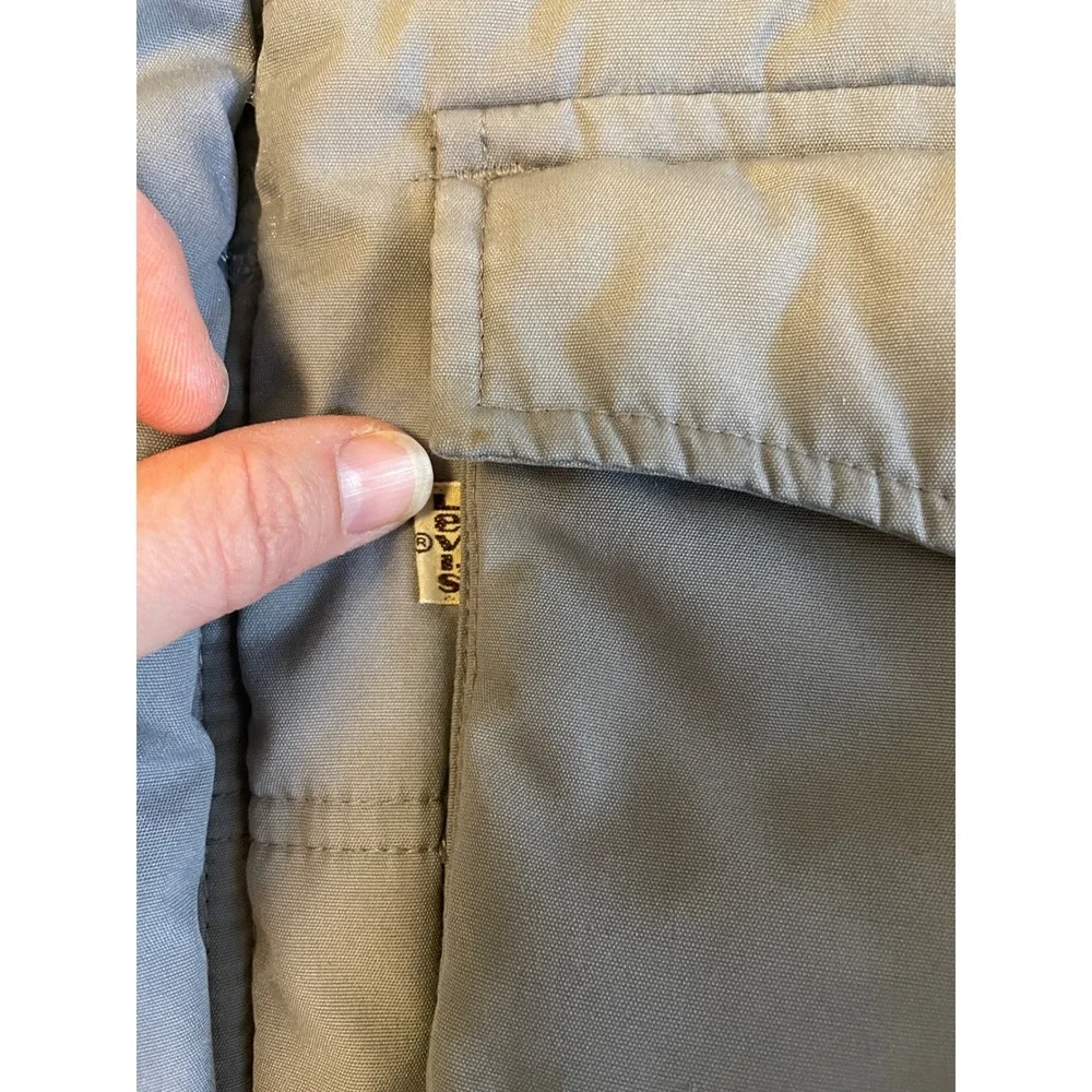 Vintage Levi's‎ Puffer Bomber Jacket Gray Quilted Zip Utility Pockets Size M